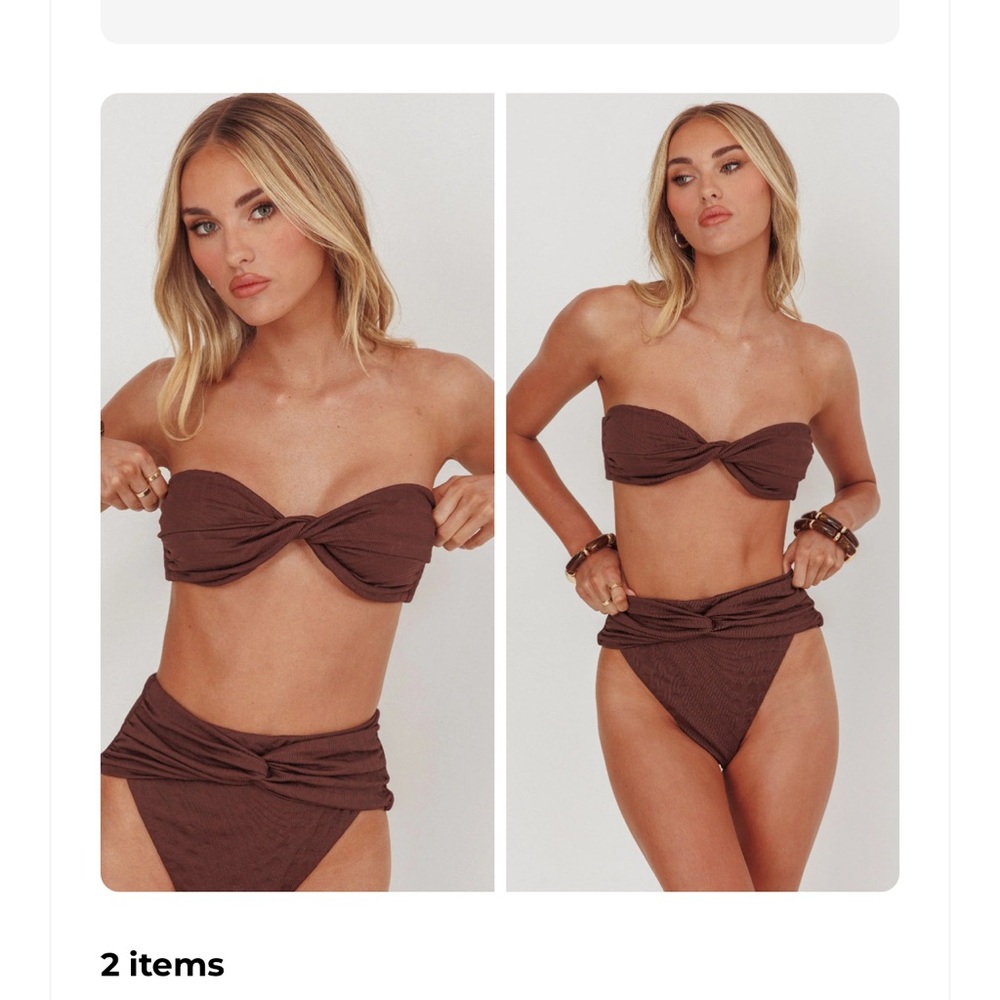 Brown Twist Bandeau Bikini Set
